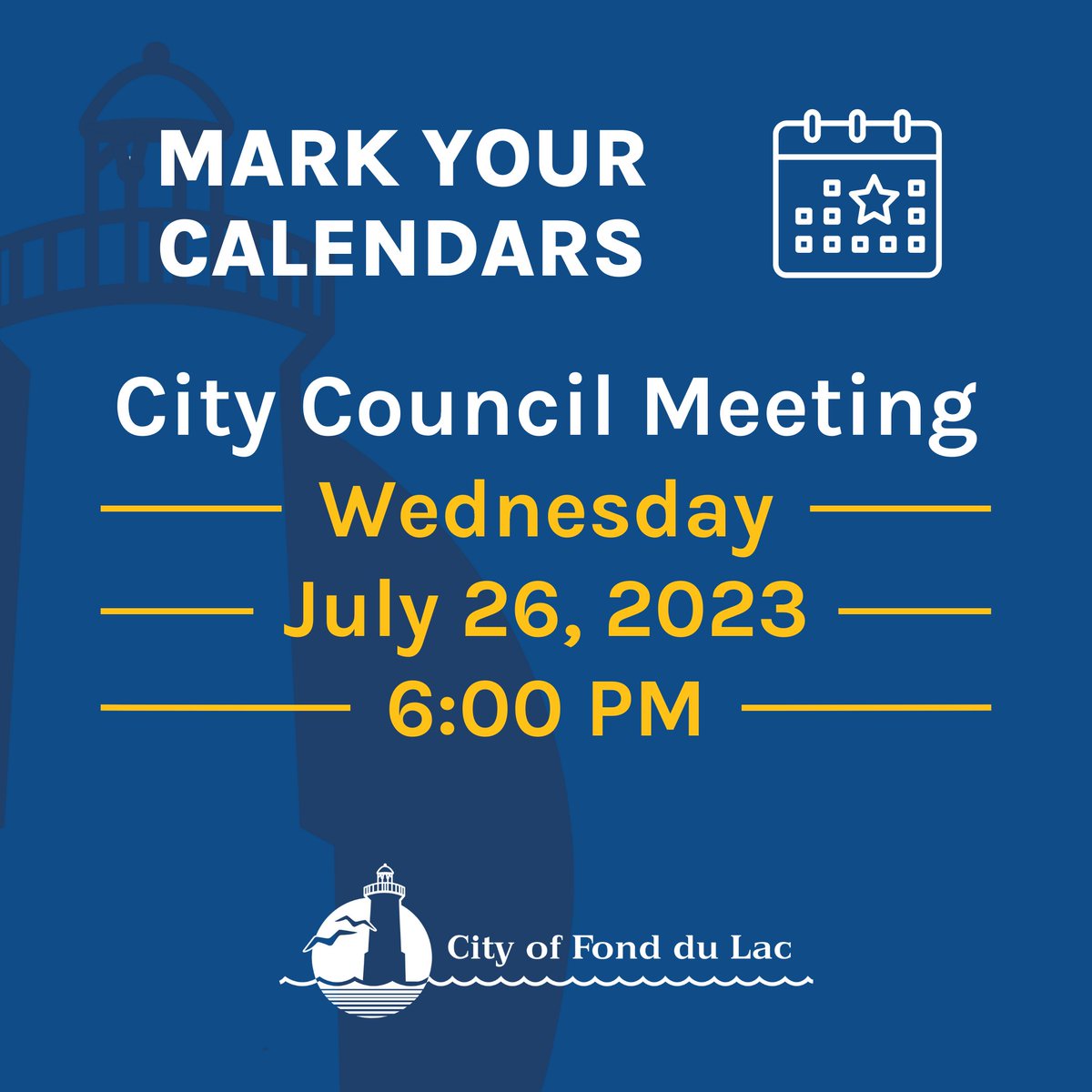 The City Council will be meeting next Wednesday, July 26 at 6 p.m. See the agenda here: fonddulac.novusagenda.com/agendapublic/