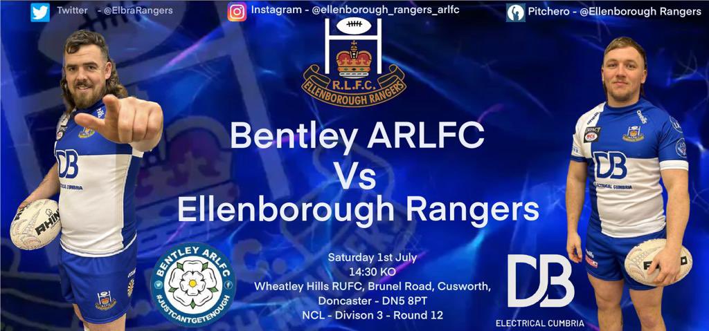 After a weekend off last week we are back to it on Saturday!

 📅 Saturday 1st July 2023

🏆 <a href="/OfficialNCL/">National Conference League - RL</a> Div 3 - Rd 12

🆚 <a href="/BentleyARLFC/">BentleyARLFC</a> (A)

🏟️ Wheatley Hills RUFC, DN5 8PT

⏰ 2:30pm KO

🔵⚪️🔵

<a href="/OfficialNCL/">National Conference League - RL</a> 
@Rhino_RL 
<a href="/impact_perform_/">Impact Performance Official</a> 
<a href="/bbccumbriasport/">BBC Sport Cumbria</a> 
<a href="/Six_Again/">Six_Again</a>
