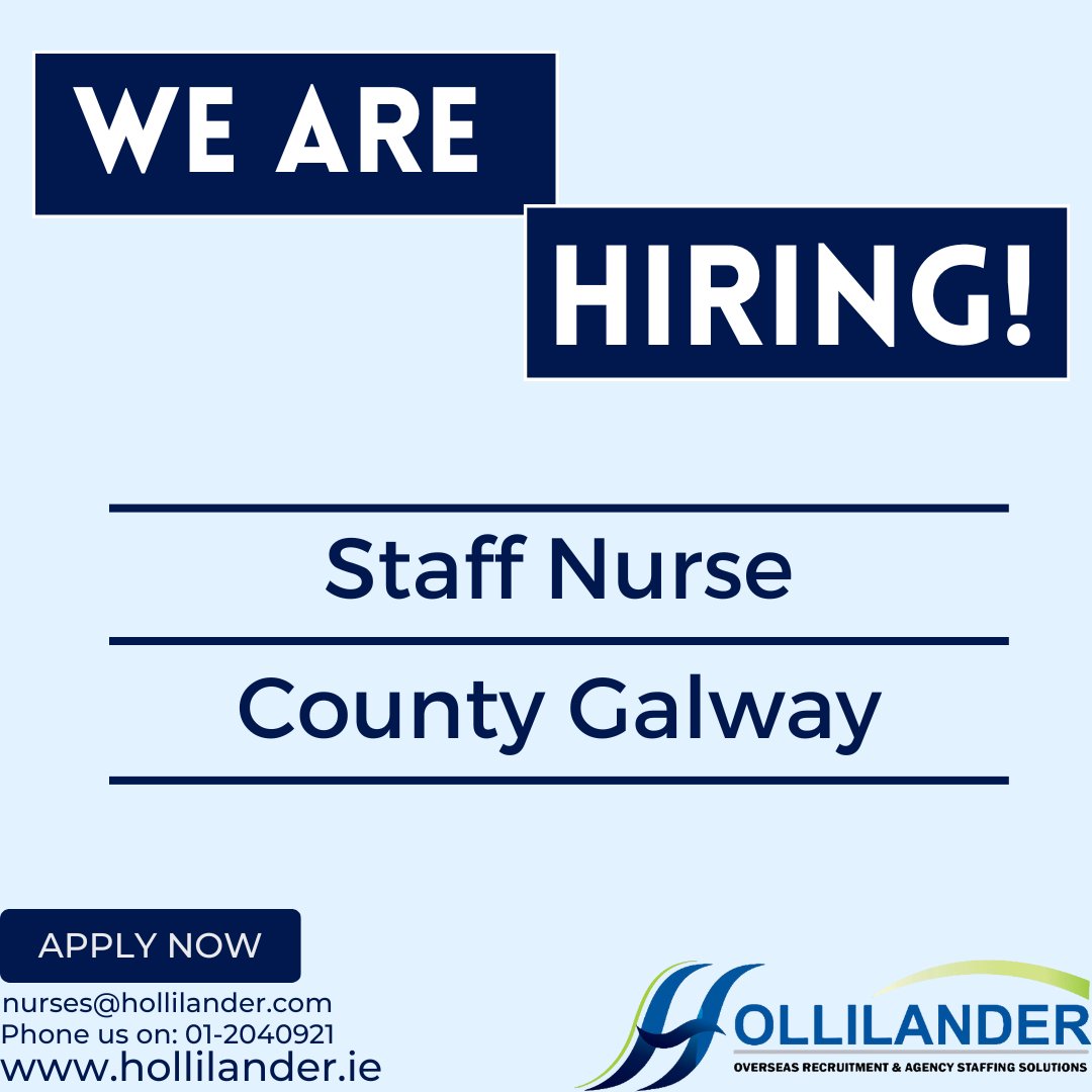 Hollilander Recruitment are actively recruiting PIN HOLDERS for the role of Staff Nurse in County Galway.

Please send your CV to nurses@hollilander.com

#hollilanderrecruitment #staffnursejob #irishhealthcare #irishjobs #medicalrecruitment