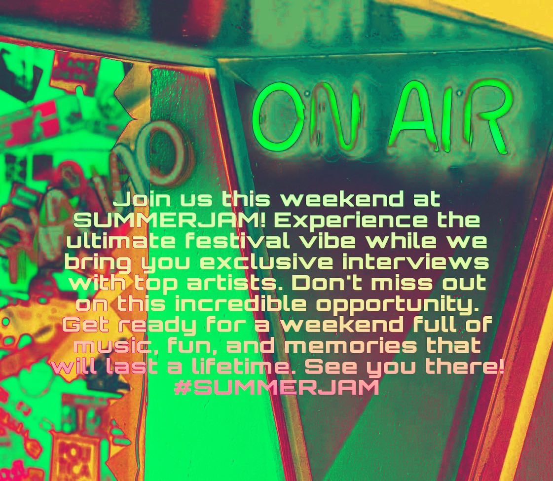 ghostnotesradio's tweet photo. Join us this weekend at
SUMMERJAM! Experience the ultimate festival vibe while we bring you exclusive interviews with top artists. Don't miss out on this incredible opportunity.
Get ready for a weekend full of music, fun and memories.
#summerjam #summerjam2023 https://t.co/SeinfgS5kg