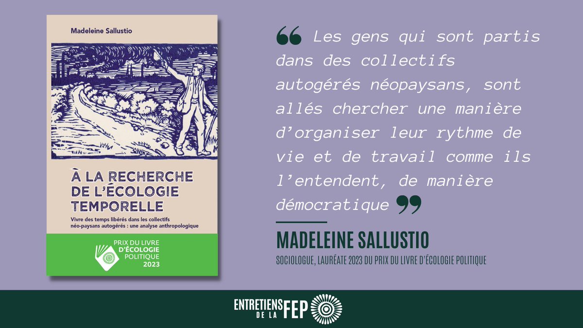 [À LIRE] Dans cet entretien, Madeleine Sallustio, lauréate 2023 du prix du livre d'écologie politique, décrit les tentatives de reprise en main des rythmes de vie par des collectifs néo-paysans. 

➡️ À découvrir ici : urlz.fr/mwCS

Propos recueillis par <a href="/CoulombelAlain/">Alain Coulombel</a>