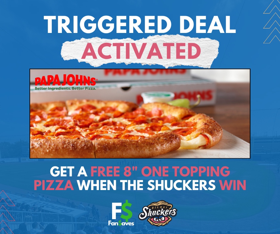 Biloxi Shuckers on Twitter "When we win, YOU win thanks to Papa John's