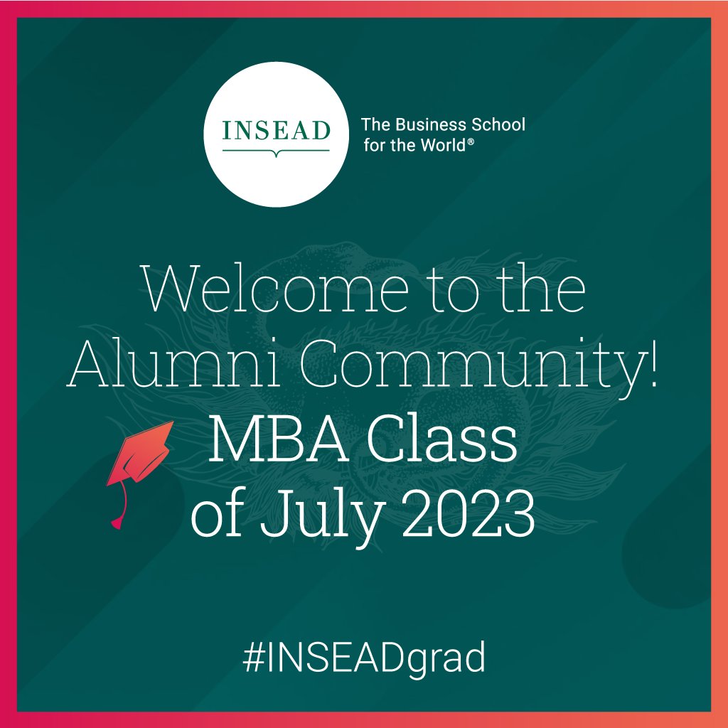 INSEADAlumni's tweet photo. Congrats to our MBA'23J and PhD'23 classes on their graduation. Welcome to the #INSEADAlumni community! Follow @INSEADAlumni on your favourite social channels to keep up with alumni news & events. Because once an INSEADer, always an INSEADer 💚
#INSEADGrad #INSEADmoments https://t.co/Fx5Wuw8SRW