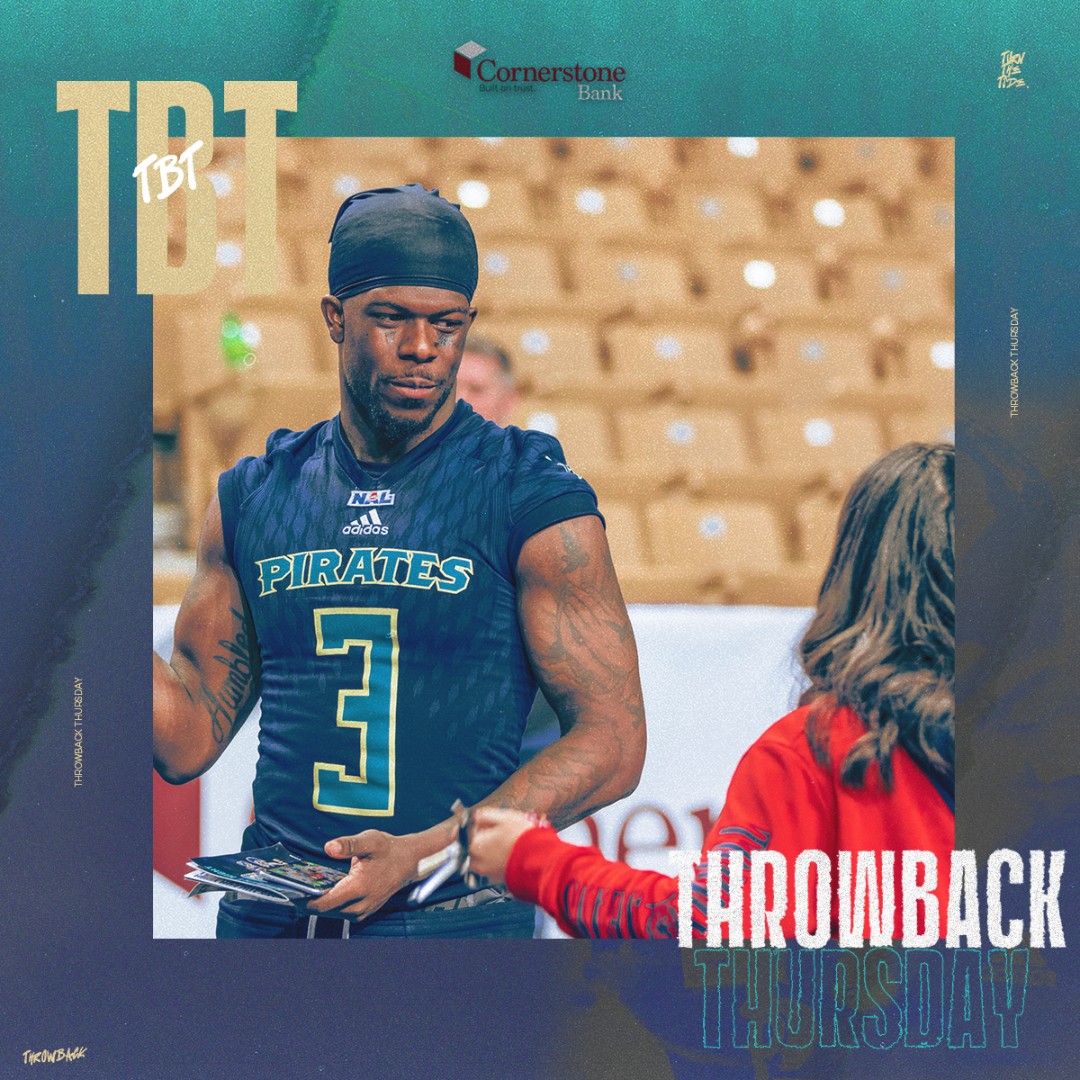 Pirates DB Chucky Williams interacts with fans after a 2019 game against the Orlando Predators

Throwback Thursday is presented by Cornerstone Bank

#TurnTheTide