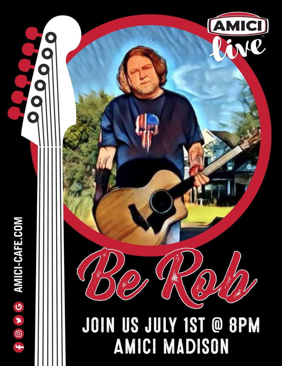 amicimadison's tweet photo. JOIN US THIS SATURDAY FOR BE ROB ➡️ LIVE @ 8PM! 🤩
Kick off July with #AmiciLIVE! 🎶
#Amici #BeRob #livemusic #music #musician #local #fun #SaturdayNight #AmiciMadison #MadisonGA #nightout #exciting #dance https://t.co/l80iF0uket