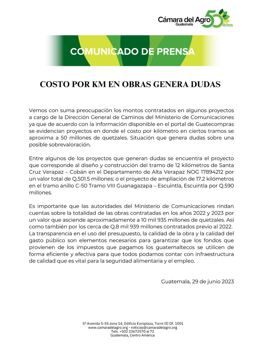 CamagroGuate's tweet photo. ¡IMPORTANTE!

COSTO POR KM EN OBRAS GENERA DUDAS. https://t.co/Pv1QdcxdeE