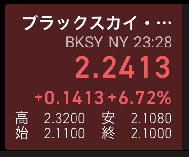 hu_40's tweet photo. いつ間にか $BKSY がプラ転してる！ https://t.co/VaEZ9cRyn5