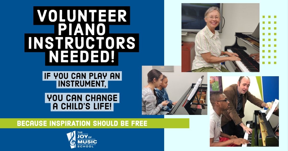 We make it easy for you to share your musical gifts with children from your community. We provide the classroom, the learning materials, and even the instruments. All you need to bring is your expertise and love of music. Click here to apply today! joyofmusicschool.org/volunteer-to-t…