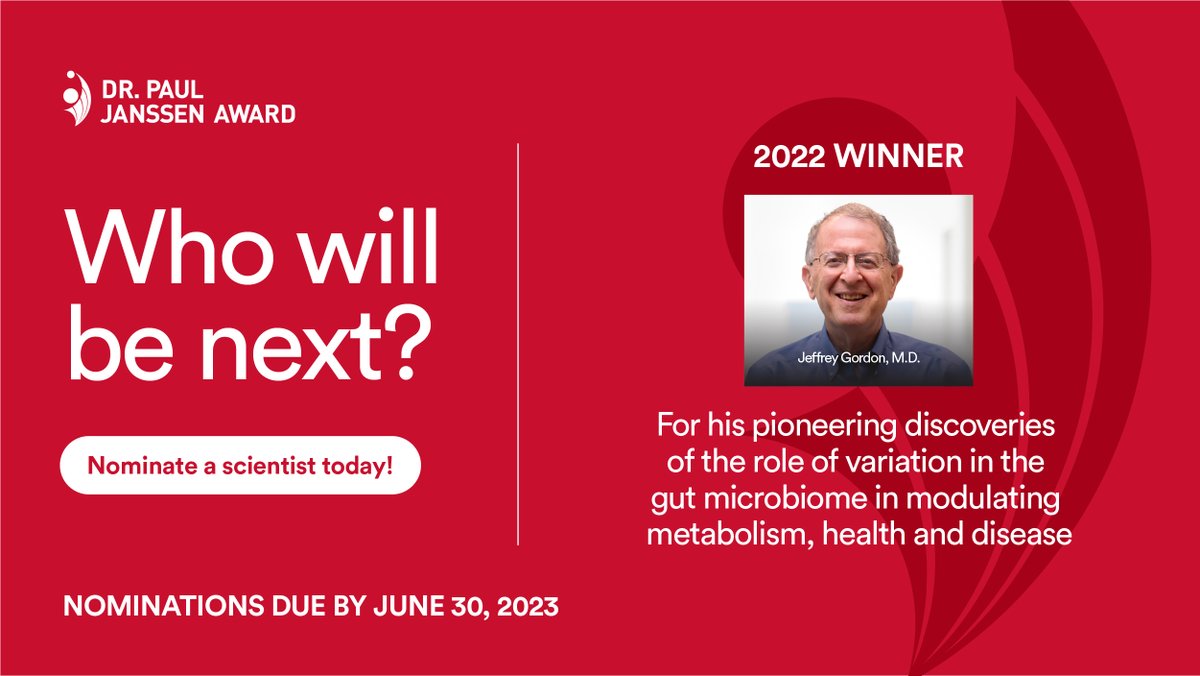 JNJInnovation's tweet photo. In 2022 The Dr. Paul Janssen Awards recognized Dr. Jeffrey Gordon for his work on the microbiome. Who will be next? Nominate and innovator today! #DPJA
https://t.co/goOvqsER26 https://t.co/J8uXaWkub7