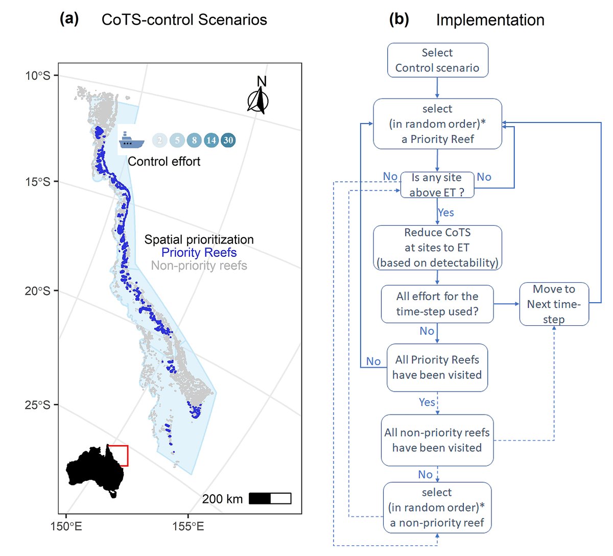 From our Coastal and #MarineEcology track: What would it take to keep #CrownOfThornsStarfish from decimating #GreatBarrierReef corals? A new study models culling & climate scenarios doi.org/10.1002/ecs2.4… #GreatBarrierReef #CoTSControl #OpenAccess @petemumby @ChrisRoelfsema