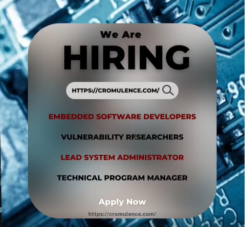 CromulenceLLC's tweet photo. Cromulence is now hiring and we offer our employees fantastic benefits🎉

Please visit our Careers page to apply and to see our other exciting opportunities https://t.co/88sqIsJNBy

#SoftwareEngineering #softwaredevelopment #SoftwareDeveloper #SoftwareEngineer https://t.co/eK0cRfMQ6b