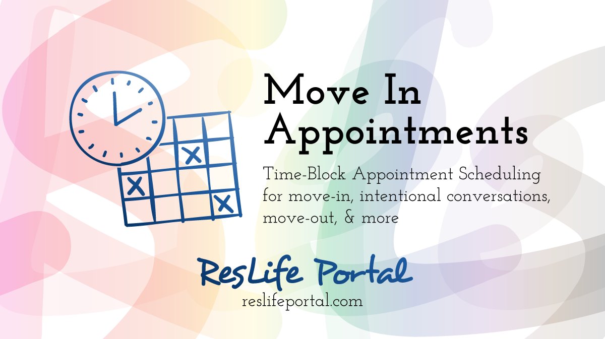 ResLifePortal's tweet photo. Easily create Move-In Appointments for your residents https://t.co/qpJGMN6ZsK #reslife #resed #residencelife #residentiallife #highered #Residentengagement #residentexperience #ResidentialExperience #residentialengagement #studenthousing #campushousing #acpa #acuhoi https://t.co/hd8VQVbwRf