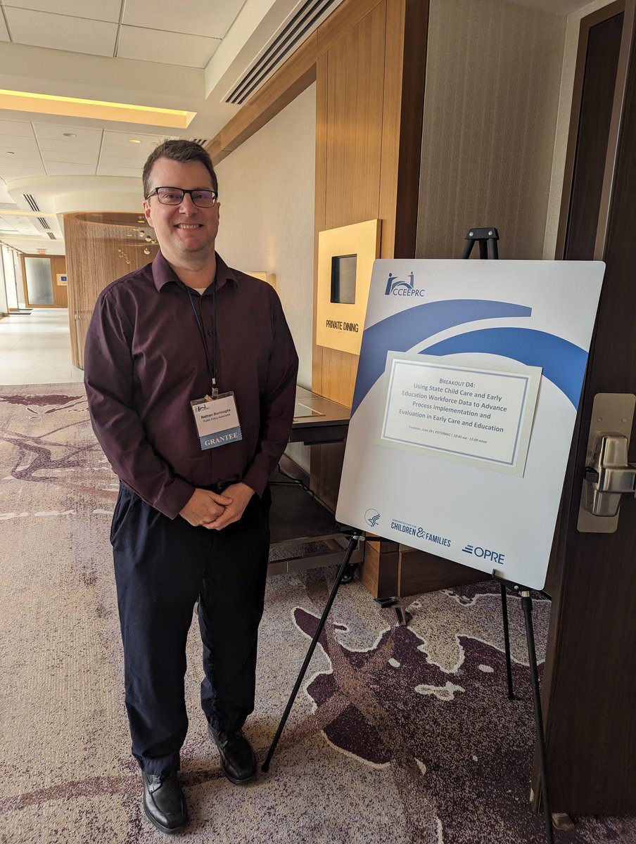 pubpolassoc's tweet photo. Nathan Burroughs getting ready for a session at the #CCEEPRC 2023 conference of early care and education researchers. Dr. Burroughs serves as the principal investigator for several federally funded projects in this policy area. https://t.co/72hjbTA7Xg