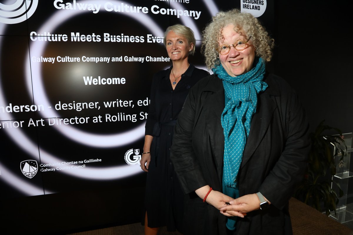 galwaycultureco's tweet photo. It was a pleasure to welcome Gail Anderson to Galway this week. Gail held our packed audience at @portershed in the palm of her hand for this  ‘Culture Meets Business’ event, supported by @iedesignwest, @idiireland and @galwaychamber. #CultureMeetsBusiness https://t.co/QBMiO7DrNf