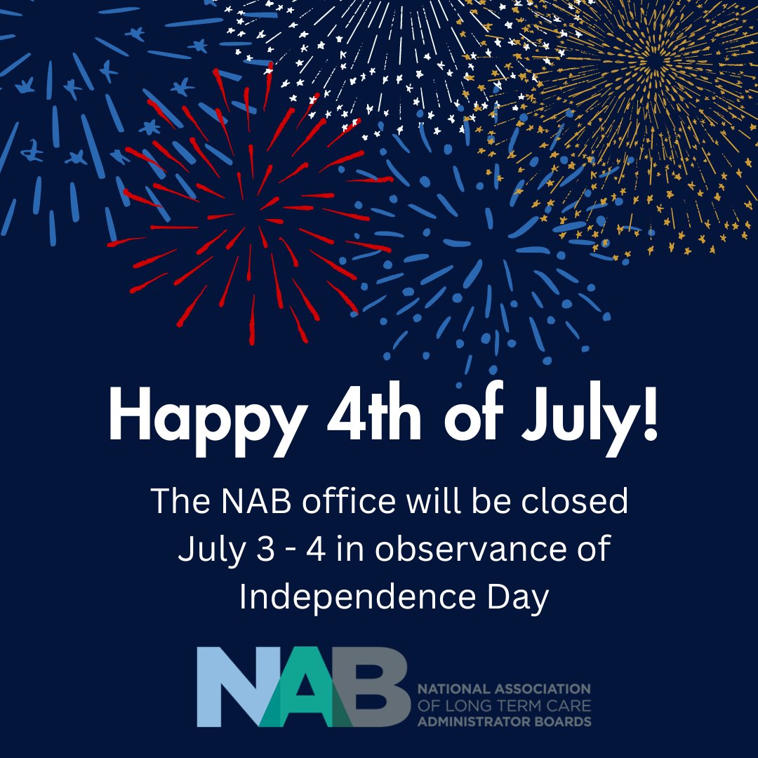 Happy 4th of July! Please note the NAB office will be closed July 3-4 in observance of Independence Day.