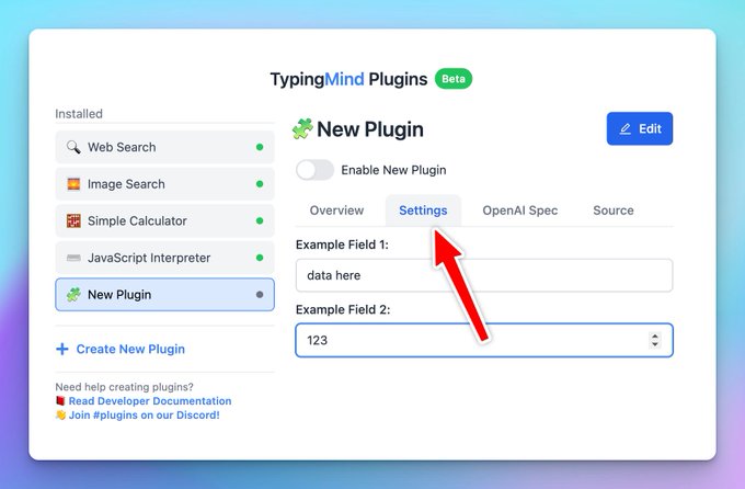 TypingMind plugins user settings