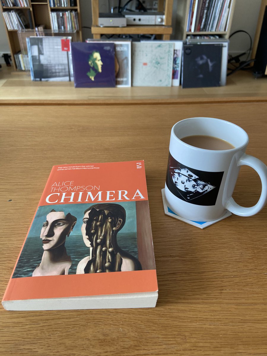 Bit of downtime. Cuppa in my trusty @transcriptors mug, plus the new novel by Alice Thompson. Good times…