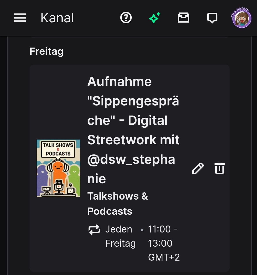 Shanobye's tweet photo. Morgen um 11 Uhr geht es endlich weiter mit dem Podcast #Sippengespräche 🥳🤘😎 Es geht um die Arbeit als Digital Streetworker mit einem tollen Gast. Was das genau ist, ob auch ihr das Angebot nutzen könnt etc. könnt ihr morgen fragen. https://t.co/TCofRDm3Gv
Schaut rein🫠 #dabei https://t.co/nXihComqMM