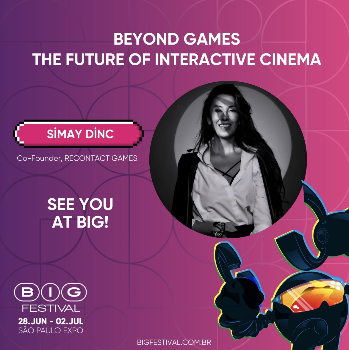 Oi Brasil, I'm in Sao Paulo for the BIG Festival, the most significant games business forum in Latin America.
I'll talk about "Beyond Games: The Future of Interactive Cinema". If u are in Sao Paulo, let's Recontact #bigfestival #videogames @GamesRecontact <a href="/BIG_Festival/">gamescom latam BIG Festival 🎮</a>