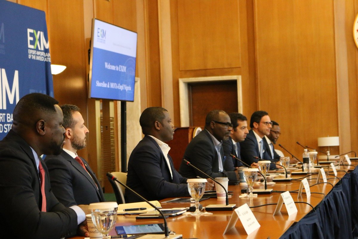 EXIMChair's tweet image. Wonderful hosting Shoreline Natural Resources CEO @kolaKarim &amp;amp; @motaengil representatives last week, to discuss ways @EximBankUS programs can benefit key infrastructure projects in #Nigeria &amp;amp; explore potential financing opportunities of export transactions in sub-Saharan Africa.