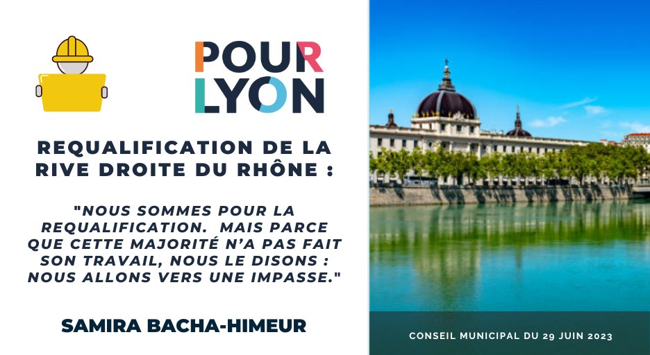 Au #CMLyon, <a href="/HimeurSamira/">Samira Himeur</a> redit notre attachement à la requalification de la Rive droite du Rhône 🌳🚴‍♀️🌊, mais rappelle à la majorité que son aveuglement sur la question des mobilités risque de mener le projet vers l'impasse.
👉 Son intervention : urlr.me/h8ycF