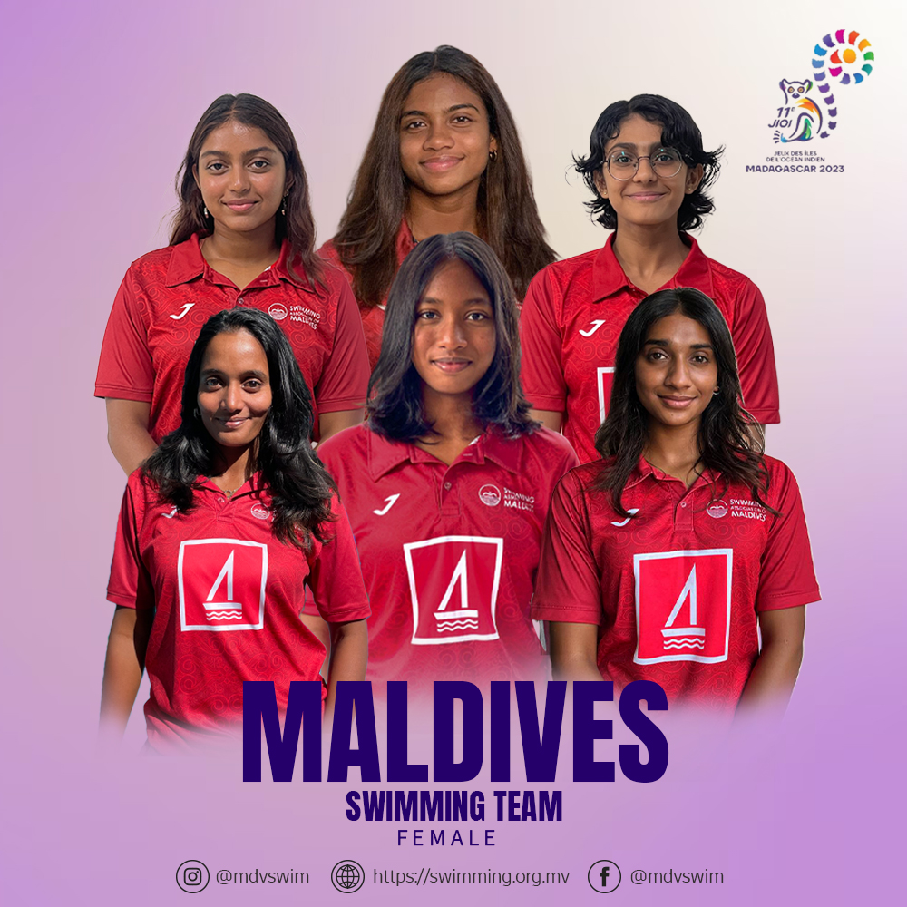 Women's Swimming Team Representing Maldives at the 11th Indian Ocean Island Games 2023. swimming.org.mv/6598/