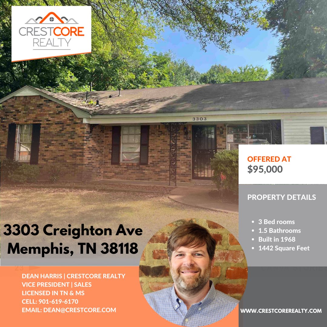 INVESTOR SPECIAL!! What a great addition to your rental portfolio this will be. 

#realestate #realestateinvestment #Justlisted #entrepreneur #sold #broker #mortgage #homesforsale #ilovememphis #memphistennessee #Memphis