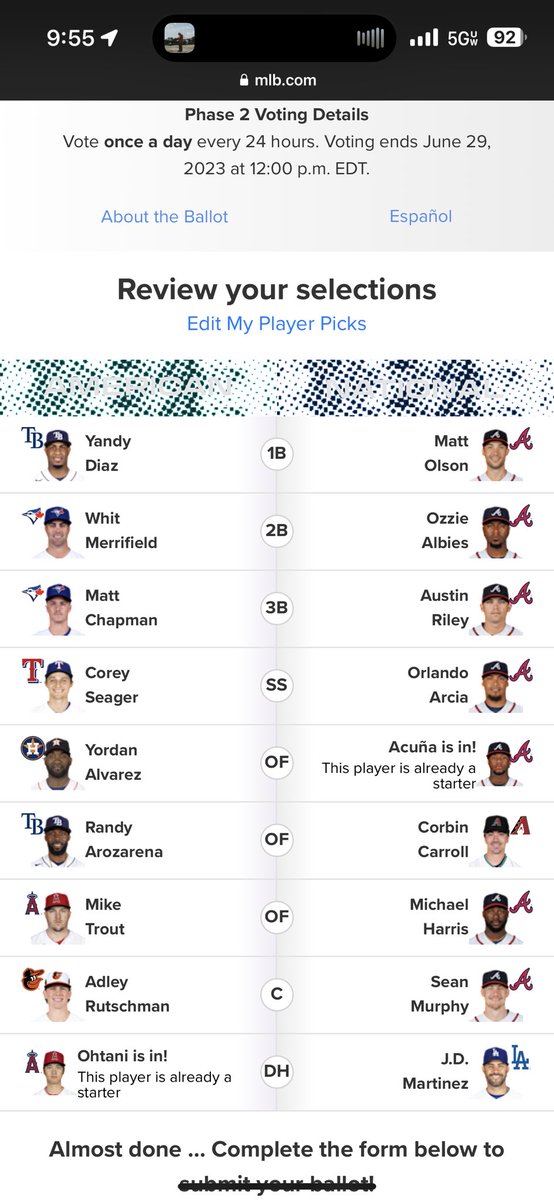 andrewvutsinas's tweet photo. @Braves @austinriley1308 @ozzie #ChopOn Braves fan for LIFE! These guys deserve it #AllStarBallot https://t.co/lEwdxpbLN8