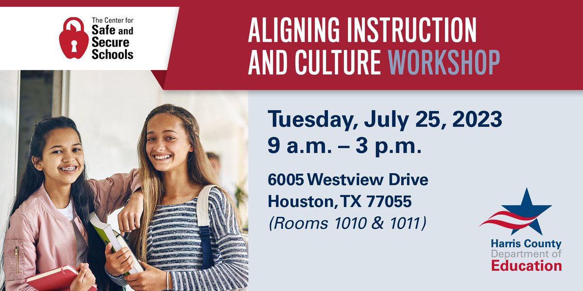 Last chance to register! Sign up for the Aligning Instruction and Culture workshop and discover powerful tools to help you create a supportive classroom experience. 

Register below. 
workshops.hcde-texas.org/prod/emc00/reg…