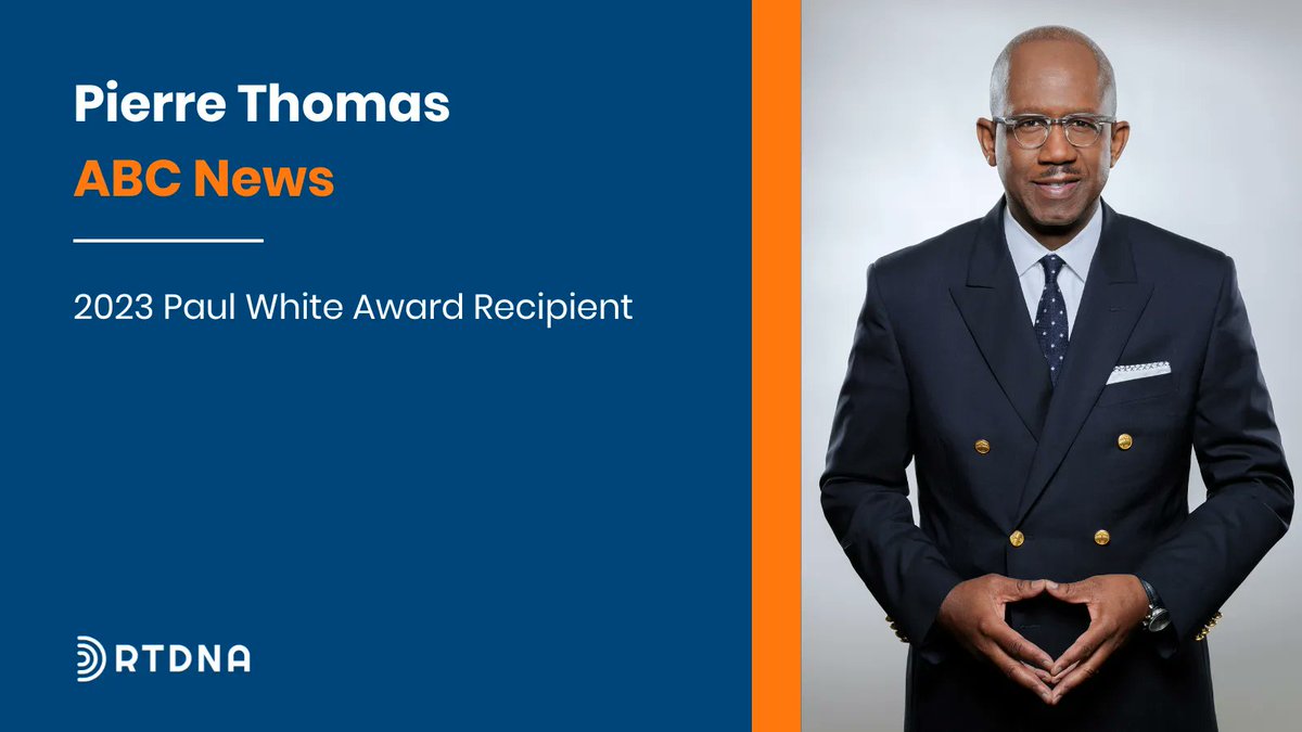 RTDNA (@rtdna) on Twitter photo 🏆 Exciting news! Pierre Thomas, Chief Justice Correspondent for ABC News, will receive the prestigious Paul White Award at RTDNA23. His remarkable career and impactful reporting make him a deserving recipient. Congratulations, <a href="/PierreTABC/">Pierre Thomas</a> ! 🎉👏 #RTDNA23 buff.ly/4333O7d 🏆 Exciting news! Pierre Thomas, Chief Justice Correspondent for ABC News, will receive the prestigious Paul White Award at RTDNA23. His remarkable career and impactful reporting make him a deserving recipient. Congratulations, <a href="/PierreTABC/">Pierre Thomas</a> ! 🎉👏 #RTDNA23 buff.ly/4333O7d
