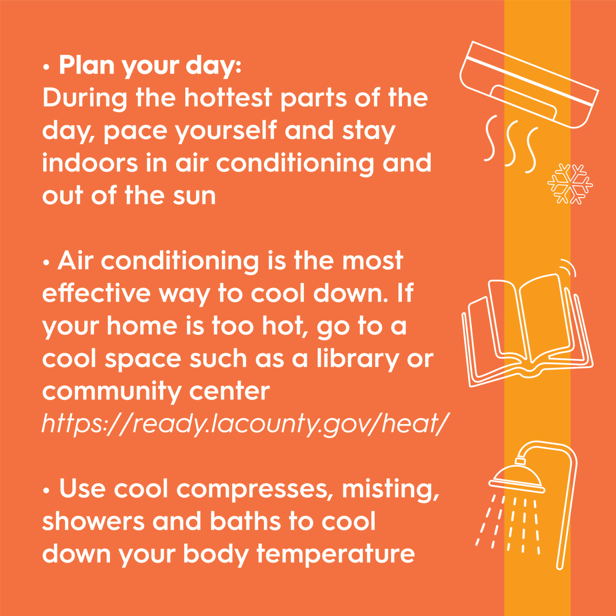 LACDRP's tweet photo. Now is the time to prepare for hotter days! Heat can cause serious illness, so make a plan and take extra care to prevent yourself from getting sick. #HeatSafeLA #HeatRelief4LA https://t.co/UUZcBwgVfO