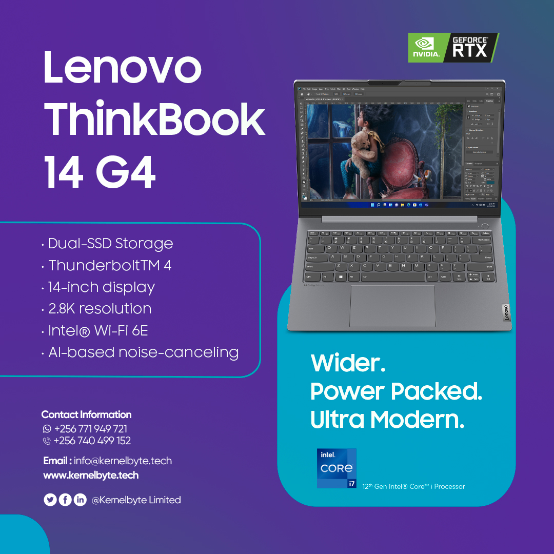 KernelbyteLtd's tweet photo. Elevate your work experience with the cutting-edge Lenovo ThinkBook 14 G4.
#laptop #lenovo #pc #laptopgaming #notebook #laptops #tech #windows #photoshop #adobe https://t.co/TCasPi51Sq