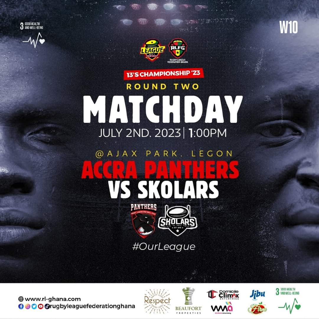GhanaRL's tweet photo. #OURLEAGUE 

🛣️ 🔥 Get ready for the ultimate showdown at Ajax Park on July 2, 2023! 🏉🏆

The 2023 Men's Rugby League 13s Championship reaches its thrilling climax! ⚡️🙌🏼 

🏆⚡️ 𝗘𝗽𝗶𝗰 𝘀𝗵𝗼𝘄𝗱𝗼𝘄𝗻 𝗮𝘄𝗮𝗶𝘁𝘀! 🙌🏼😁

#leopard 
#ghanarl 
#rugbyleague 
#GrowRugbyLeague https://t.co/GZD35zmJIr