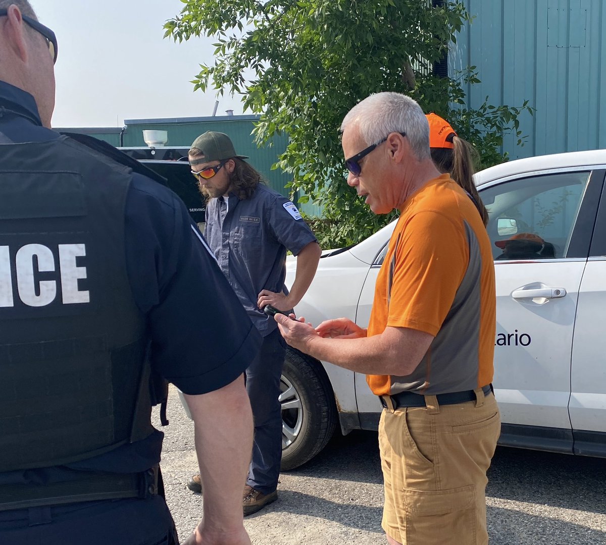 Ministry of Natural Resources staff are currently on scene assisting police with a moose that has wandered into town.