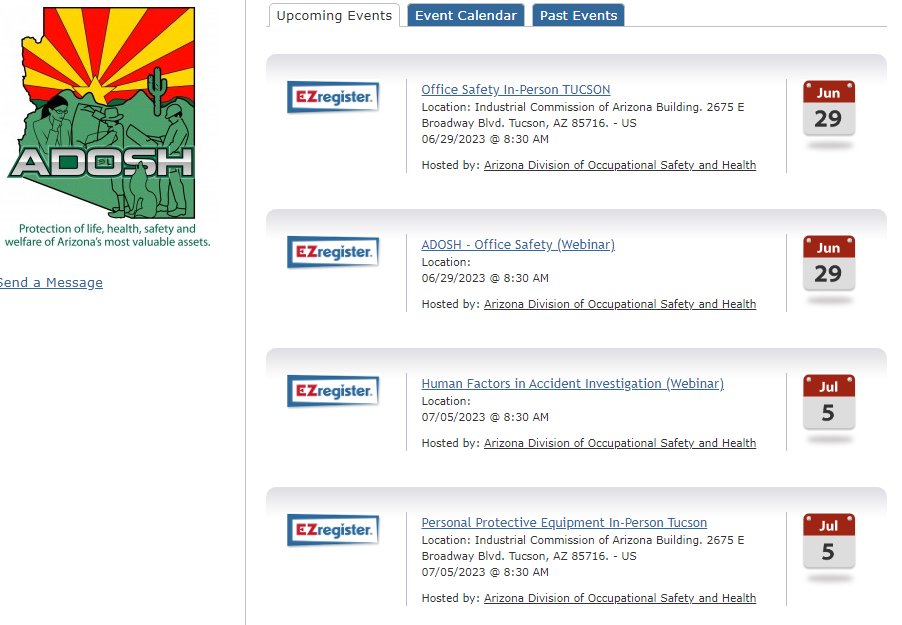 IndCommAZ's tweet image. Trainings on Office Safety✅
Trainings on PPE✅
Trainings on Machine Guarding✅
You can sign up for all of these trainings, and more, at azica.gov/adosh-consulta…