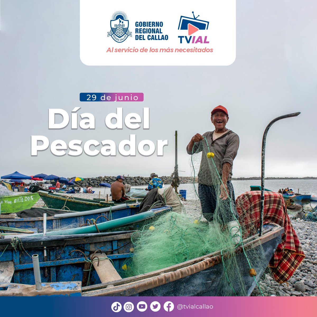 GRTyC_Callao's tweet photo. #Efemérides ¡𝗗Í𝗔 𝗗𝗘𝗟 𝗣𝗘𝗦𝗖𝗔𝗗𝗢𝗥! ⚓ El Gobierno Regional del Callao, a través de la Gerencia de Transportes y Comunicaciones, saluda y reconoce la gran labor de nuestros héroes del mar,
quienes practican esta actividad, que mueve la economía en nuestro país. 📈
#gtyc https://t.co/Q23L95oGQh
