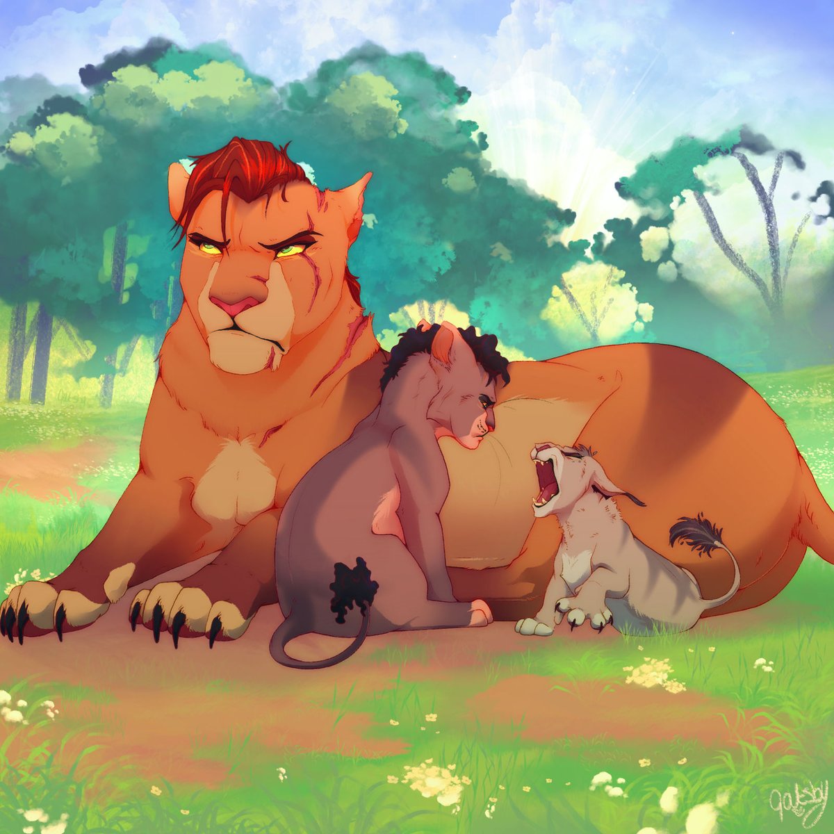 'I love my cubs I love my cubs I love my cubs'

Full story and additional art available on my DeviantART account!
#tlk #lionking #thelionking #tlkart #ArtistOnTwitter #Disney