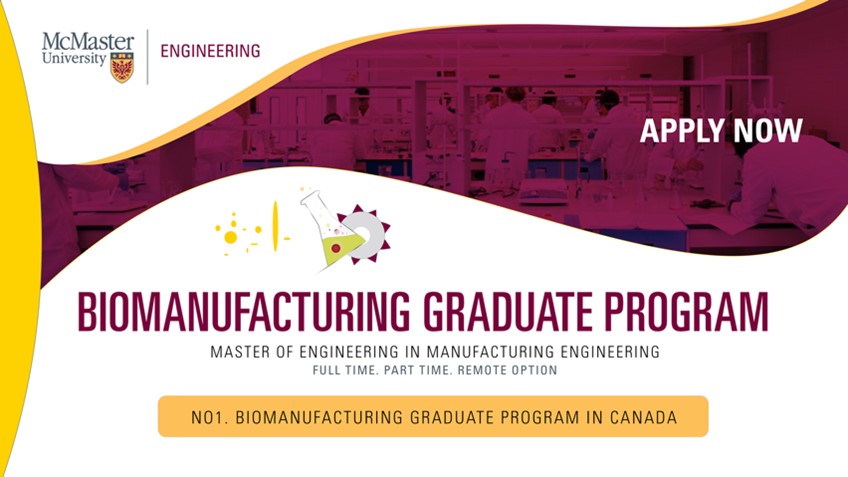 Don't miss out! McMaster's Master of Engineering in Manufacturing Engineering is your gateway to transforming medicine. 

If you're passionate about vaccines and cell therapy development, apply by June 30th! 

For more information, follow the link! 
🔗lnkd.in/ga-B6ack