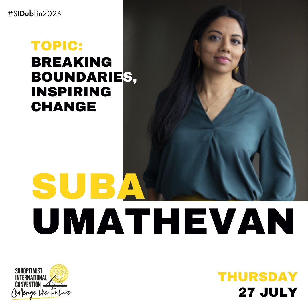 SoroptiTweet's tweet photo. Meet our #SIDublin2023 Keynote Speakers!

First up we have @SubaUma, CEO of #DROSOS FOUNDATION &amp; @ICRC Assembly Member.

The Foundation supports projects aimed at promoting life skills of disadvantaged children and young people in the MENA region, Switzerland and Germany. https://t.co/QKHbpjVDSX