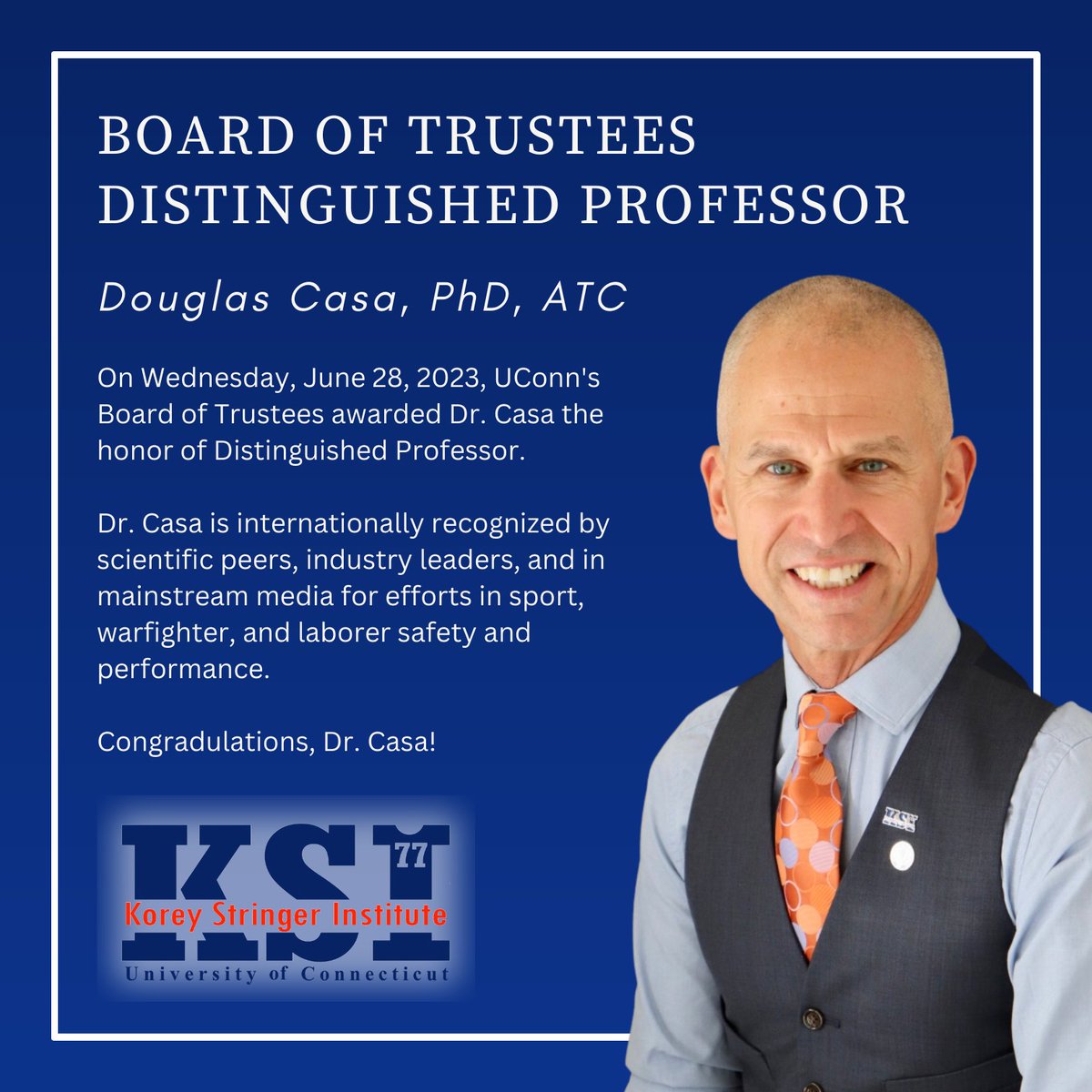 Yesterday, Dr. <a href="/CasaDouglas/">Douglas Casa</a> was awarded the recognition of Distinguished Professor by the <a href="/UConn/">UConn</a> Board of Trustees. Please help us in congratulating Dr. Casa!

#strive2protect