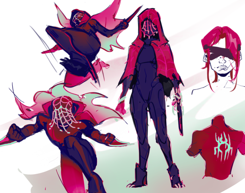 Making my own spidersona is super fun!
I will call her Crimson Web maybe?