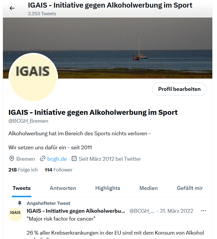 BCGH_Bremen's tweet photo. @BdB_SD_Blienert Wie lange wollen Sie im Sport noch Alkoholwerbung zulassen?

Wann gedenken Sie zu handeln? https://t.co/D1yir2c7tE