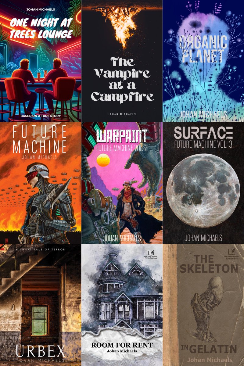 It’s been a fruitful four years of writing!

3 dystopian sci-fi novels
6 short stories
1 novel out for query

johanmichaels.weebly.com

#scifinovels #shortstories #amwriting