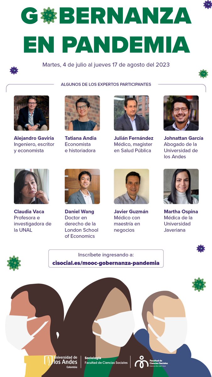 TatianaAndia's tweet photo. Con el apoyo del @GVAGrad_GHC, organizamos este curso virtual gratuito y con énfasis en América Latina en @facisouniandes. Anímense! Son 8 sesiones del 4 de julio al 17 de agosto, los martes y jueves (12-1:30 pm COL) cada 15 días. https://t.co/uKFJqxGXIK