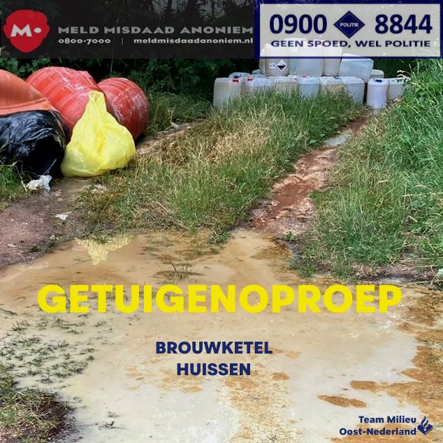 POL_Milieu_ON's tweet photo. 🚨Getuigenoproep🚨
28 juni rond 13.00u werd een grote hoeveelheid drugsafval gedumpt bij natuurgebied ‘de Brouwketel’ bij Huissen. Een wit busje met 2 personen is daarbij gezien.
Bent u hiervan getuige geweest? Bel dan aub met de politie, Omgevingsdienst of meld het anoniem. https://t.co/RPORAytfyh