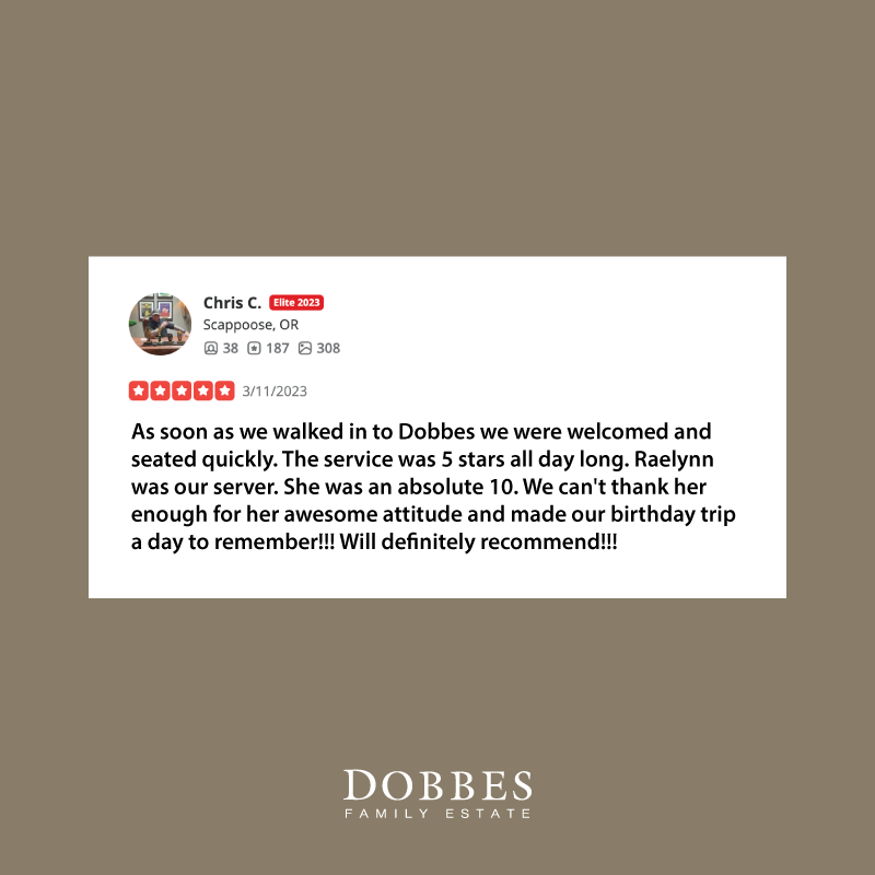 DobbesWinery's tweet photo. If our guests use more than one exclamation point in their positive reviews then we know we're doing something right!! Thank you, Chris!

Join us for a tasting any day of the week | 11am-6pm
Reservations encouraged | walk-ins are welcome!
https://t.co/XFOtSWPkmF https://t.co/z4iQvCznpW