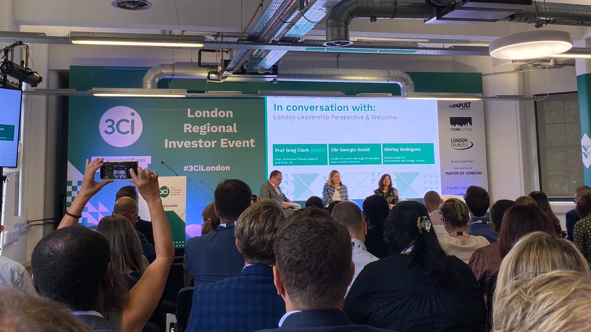 Fantastic day at the @CPCatapult London Regional Investor Event!

Great to see @GregClarkCities (of #3CiLondon), @sabrodrigues61 (London Deputy Mayor for Environment and Energy) and @Georgia_Gould (@CamdenCouncil Leader and @londoncouncils Chair) in conversation this morning.