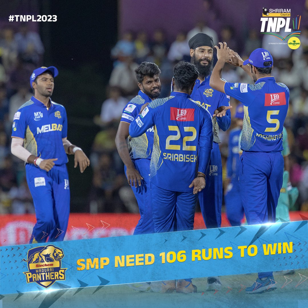 TNPremierLeague's tweet photo. Mid innings!🥳
#TNPL2023🏏
#smpvsbt
#TNPLonstarsports
#TNPLonfancode
#PoduSakkaPodu
#EngaDilluEngaGameu
#NammaAatamAarambam💥
#NammaOoruNammaGethu💪🏼 https://t.co/Yjt35IEyyW