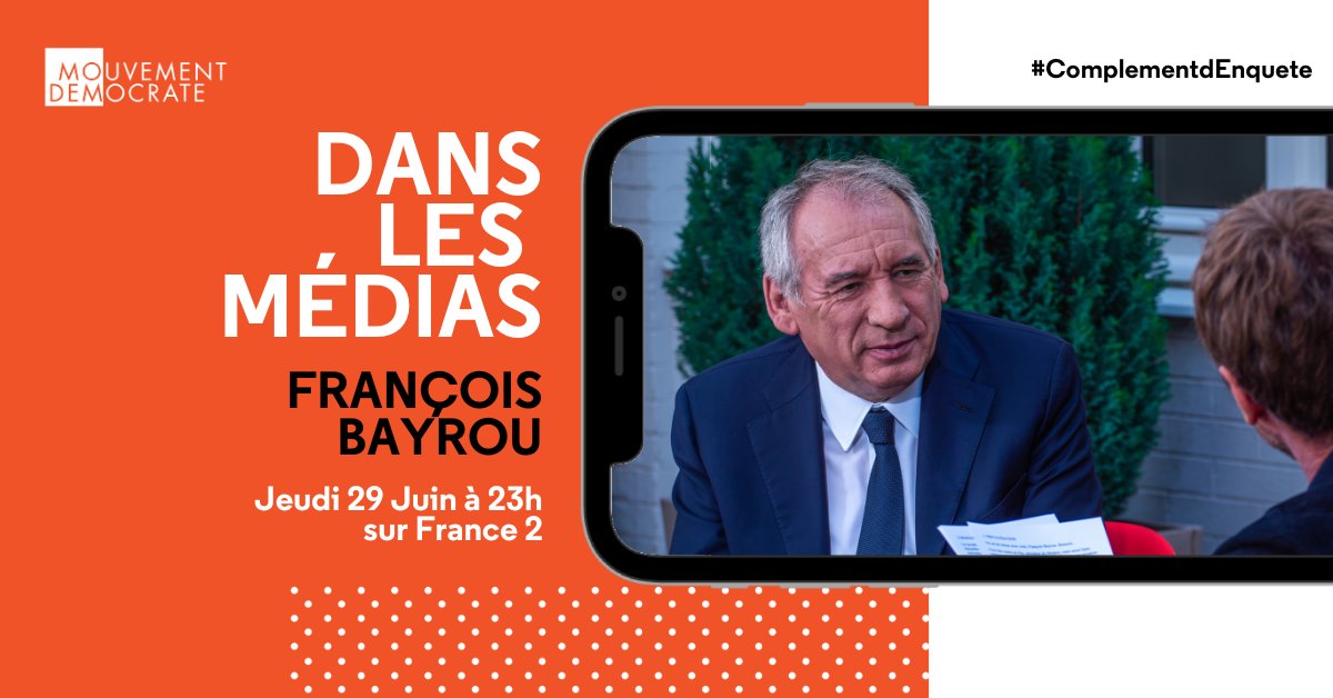 bayrou's tweet image. 📺 Je vous donne rendez-vous ce soir dans #ComplementDenquete au micro de @tristanwaleckx, pour revenir sur la privatisation des #autoroutes.

🗓 Rendez-vous à 23h sur @France2tv 👉 france.tv/france-2/direc…