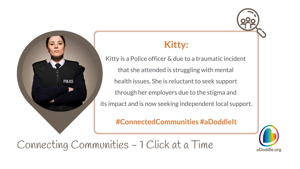 aDoddle_UK's tweet image. &apos;Kitty&apos; is a Police officer &amp;amp; due to a traumatic incident that she attended, is struggling with mental health issues. She&apos;s now seeking independent local support.

For 𝗘𝘃𝗲𝗿𝘆𝗼𝗻𝗲 and 𝗘𝘃𝗲𝗿𝘆 𝗖𝗼𝗺𝗺𝘂𝗻𝗶𝘁𝘆📍

#CommunityMaps #aDoddleIt #StrongerTogether #LocalSupport